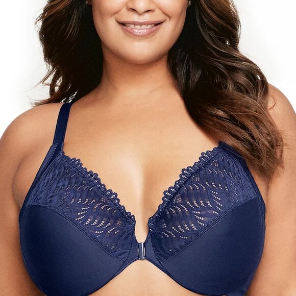 Glamorise Wonderwire Front Closure T-Back Bra Blue 38D NEW - Picture 12 of 13